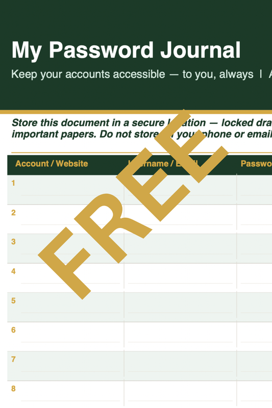 My Password Journal — Free Printable
